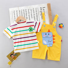 Carregar imagem no visualizador da galeria, Conjunto camiseta e jardineira Dino