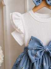 Carregar imagem no visualizador da galeria, Conjunto Bebê 3 Peças com Vestido Floral e Faixa de Cabelo