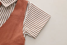 Carregar imagem no visualizador da galeria, Conjuntinho Social Camisa Listrada com Colete e Shorts Bege