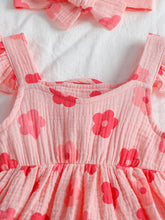 Carregar imagem no visualizador da galeria, Romper Rosa Floral com Faixa de Cabelo 🌸