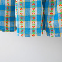 Carregar imagem no visualizador da galeria, Vestido Infantil Azul Xadrez com Gola Bordada