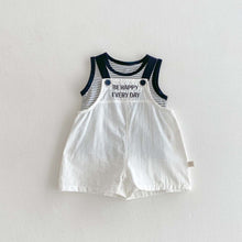 Carregar imagem no visualizador da galeria, Conjunto Baby Happy – Jardineira + Camiseta Listrada