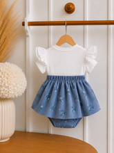 Carregar imagem no visualizador da galeria, Conjunto Bebê 3 Peças com Vestido Floral e Faixa de Cabelo
