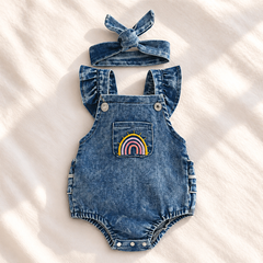 Jardineira Jeans Arco Iris