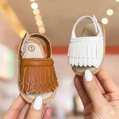 Sandalia franjas - couro ecologico