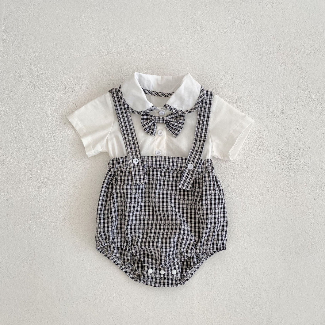Conjunto Camisa com Suspensório e Gravata Borboleta – Estilo Clássico Baby