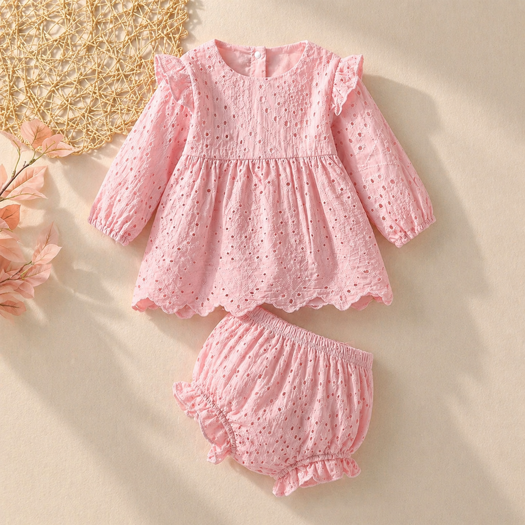 Conjunto em Guipir Serena rosa