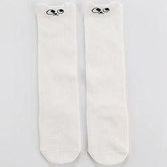 Meia infantil alta olhinhos branco