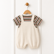 Carregar imagem no visualizador da galeria, Macacão Jardineira Cachorrinho com Camiseta Listrada
