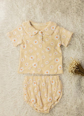 Conjunto em linho flores