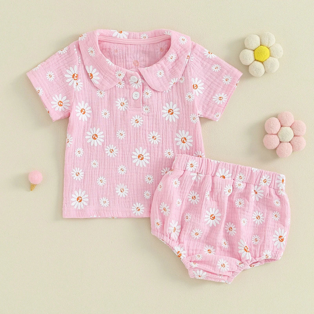 Conjunto em linho flores