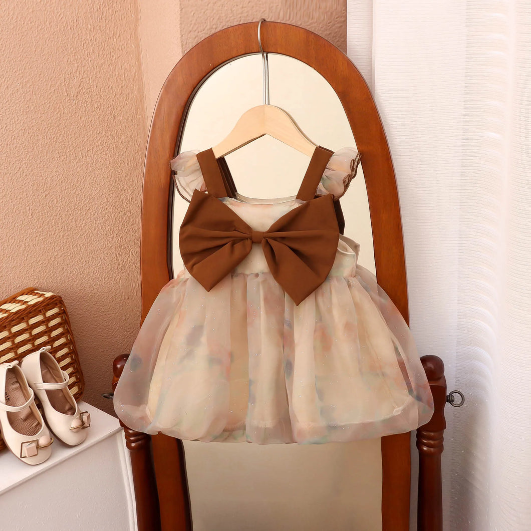 🤎 Vestido Laço Marrom Tie-Dye