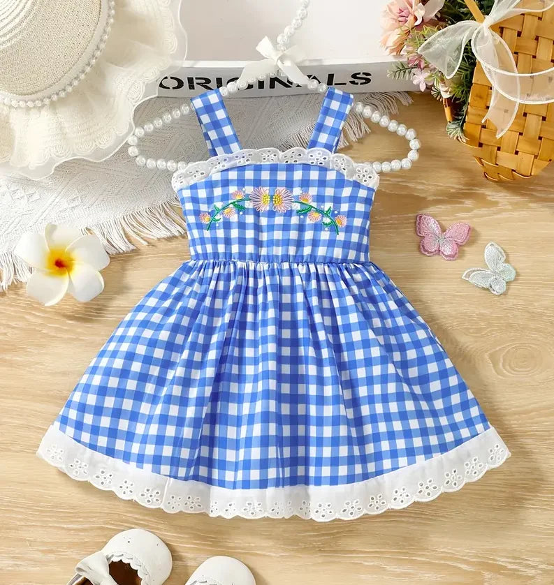 Vestido xadrez azul