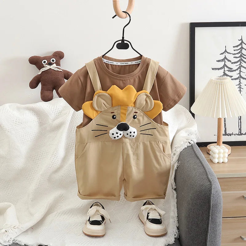 Conjunto Infantil Leãozinho – Camiseta + Jardineira 🦁✨