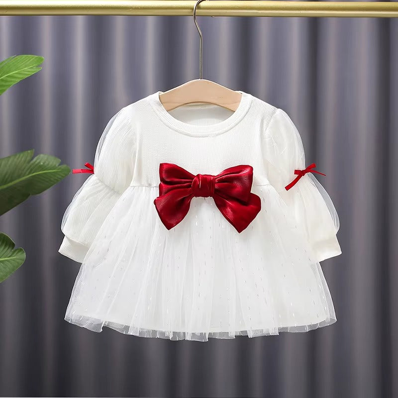 Vestido tule com Laço Vermelho 🎀✨