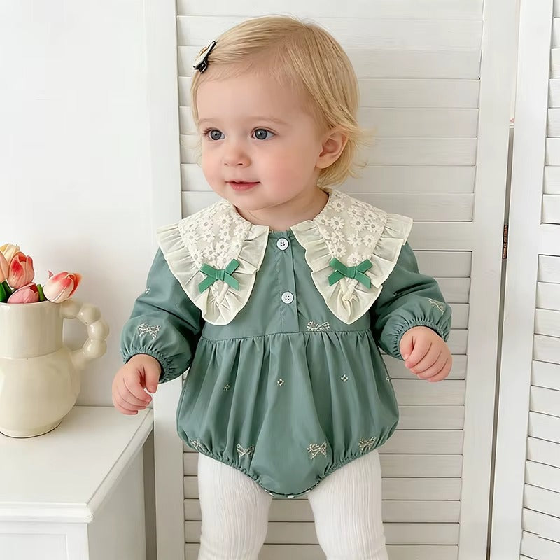 Romper Infantil Bruna – Manga Longa com Gola Bordada