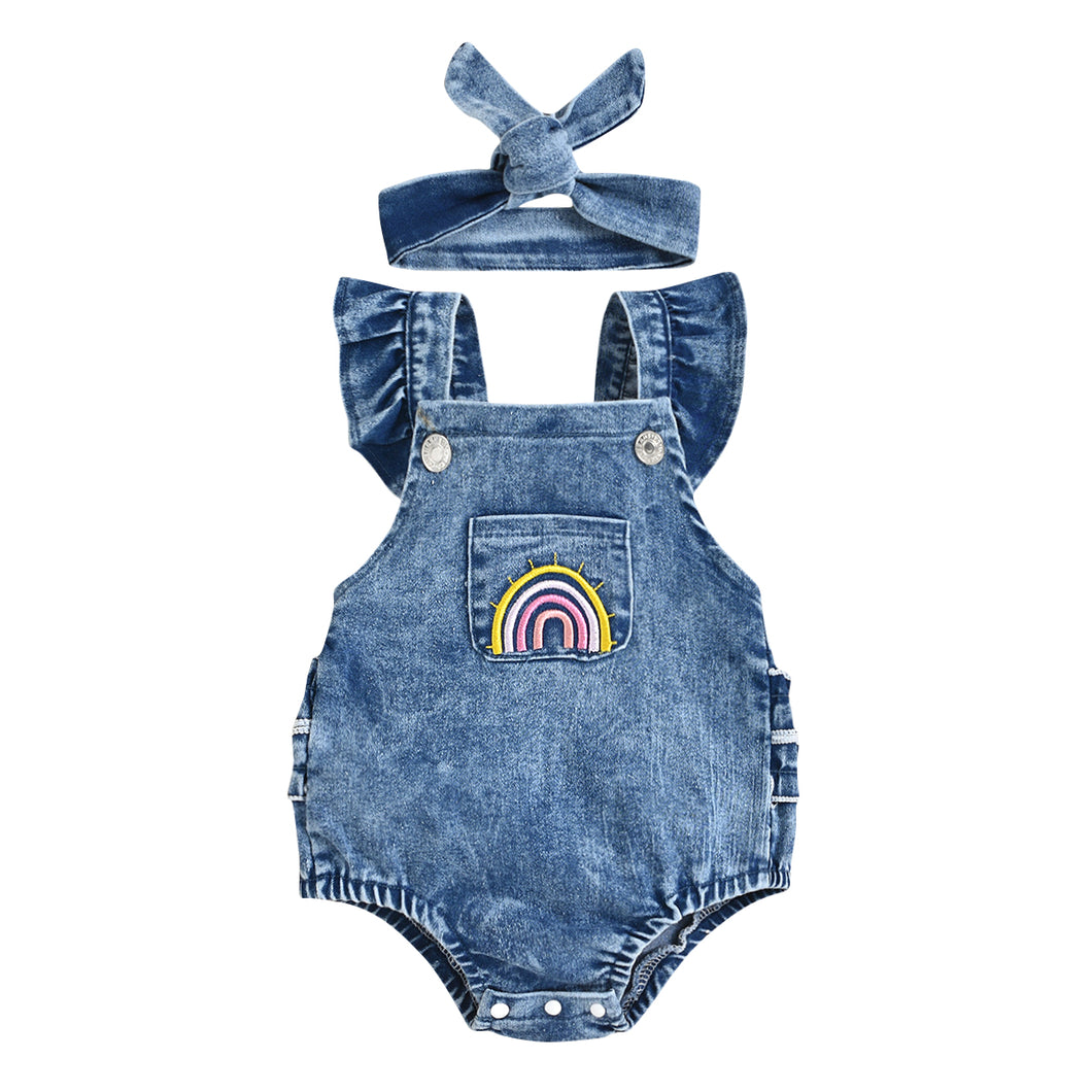 Jardineira Jeans Arco Iris