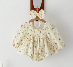 Vestido Bebê Floral com Body – Algodão Premium