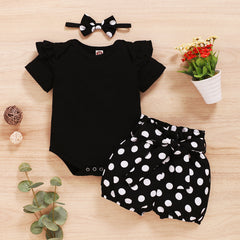 Conjunto Body Preto + Short Poá com Laço 🎀