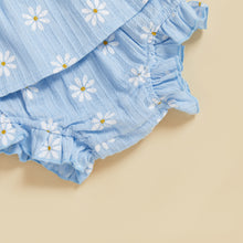 Carregar imagem no visualizador da galeria, Conjunto Azul de Margaridas – Blusinha + Shortinho
