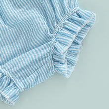 Carregar imagem no visualizador da galeria, Conjunto Infantil Azul Listrado com Laço – 2 Peças 🎀
