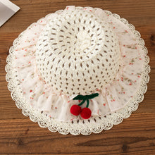 Carregar imagem no visualizador da galeria, Vestido floral com babados, estampa cerejinha e chapéu combinando 🍒👒
