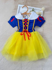 Vestido Princesa Branca de Neve Infantil com Capa e Tiara