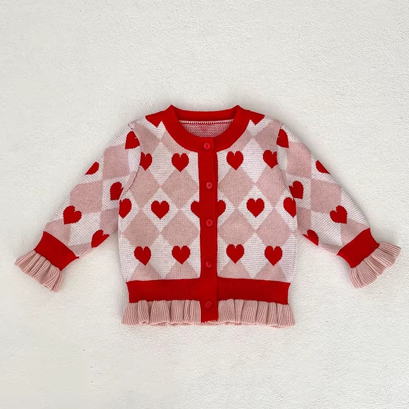 Conjunto Infantil Charlotte – Tricô Premium com Corações