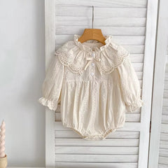 Body Infantil com Gola em Renda – Manga Longa