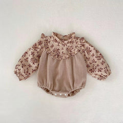 Body Infantil Veludo Floral Manga Longa
