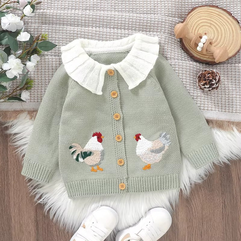Cardigan Infantil Bordado galinhas