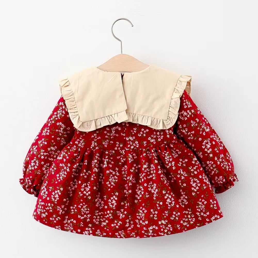 Vestido Floral com Gola Laço – Vermelho Encanto 🌸❤️