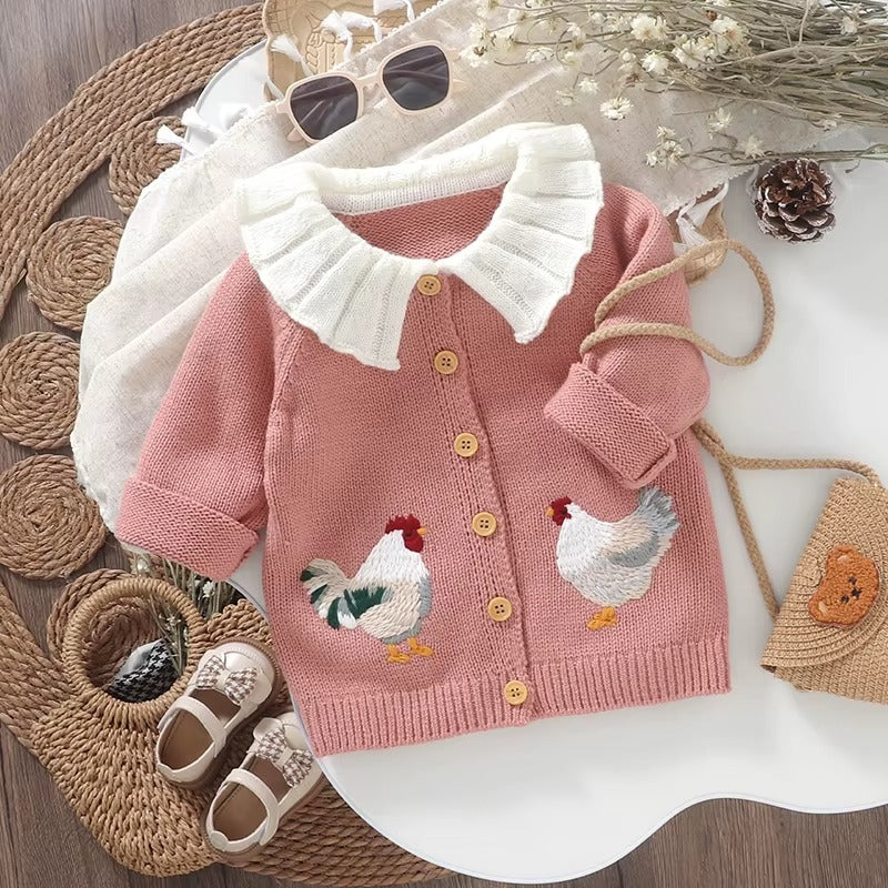 Cardigan Infantil Bordado galinhas