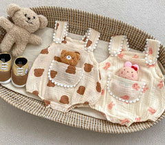 Romper em linho ursinho removivel